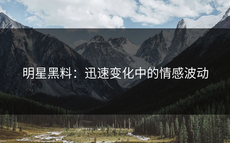 明星黑料：迅速变化中的情感波动
